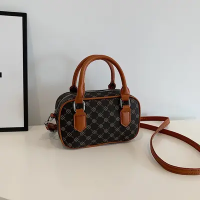 Retro Women's Small Square Bag with Textured Finish - 7