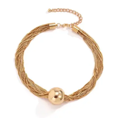Multi-layer chain pendant necklace with spherical design