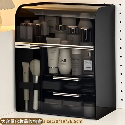 Desktop cosmetics storage box, dust-proof, large capacity - 7