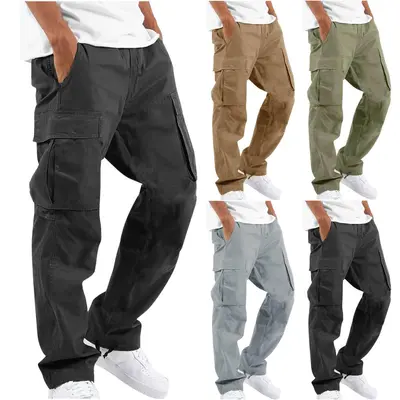 Men's Cargo Pants, Multi-Pocket, Drawstring Waist, Casual Trousers