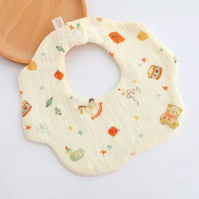 100% Cotton Gauze Baby Bib, Waterproof, Breathable, Soft for Newborns - 12