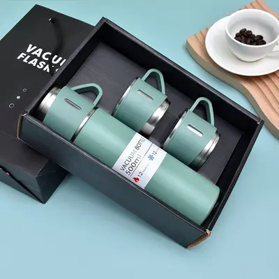 Edelstahl-Thermobecher-Set, 3 Deckel, im Geschenkkarton - 5