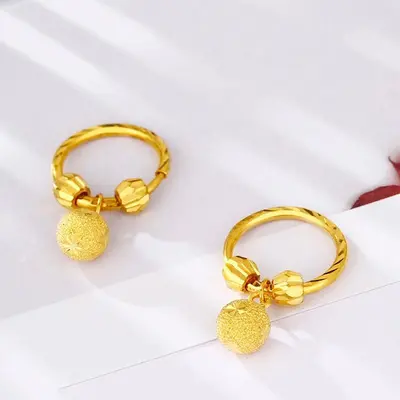 Vietnam sand gold earrings, heart and water drop design - 12