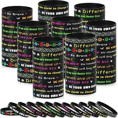 Colorful Motivational Quote Silicone Bracelet, Unisex, German Text