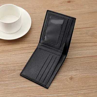 Men's Short PU Wallet with Clip, Plain Business Style - 4