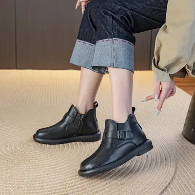 Plus Size Women's Ankle Boots 42, Genuine Leather, Soft Sole