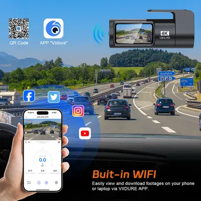 Dual recording dash cam, 4K, WiFi, front-rear