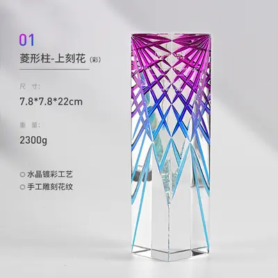 Custom Engraved Crystal Award Trophy with Full-Color Print for Annual Awards - 7