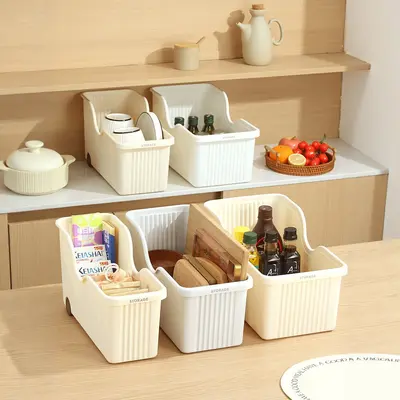 Kunststoff-Küchenlagerbox mit Rädern, japanischer Stil - 2