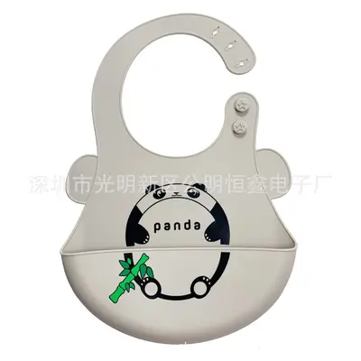 Cartoon silicone bib, 3D pocket, stereo design - 9