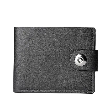 Men's Short Button Wallet with Multiple Card Slots, Horizontal - 5