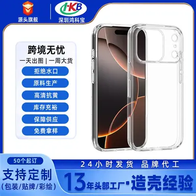 iPhone 17 Pro Max transparent TPU soft case, high clarity, lightweight