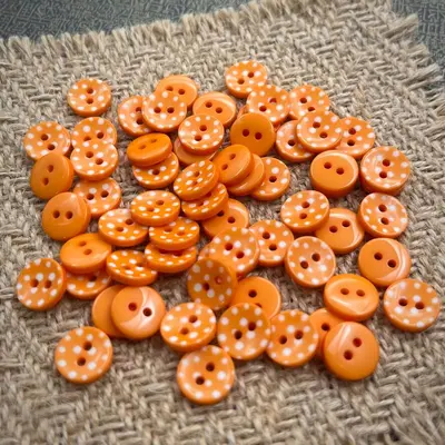 Cartoon Orange Polka Dot Basin-Shaped 2-Hole Button DIY Handmade Label Decorative Button Children's Clothing Button Craft Button