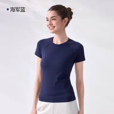 Women's Seamless Stretch Short Sleeve Yoga Top Breathable - 9