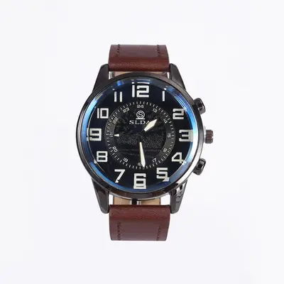 Personalized leather strap watch, simple and elegant men's watch, casual retro digital watch, student quartz watch - 12