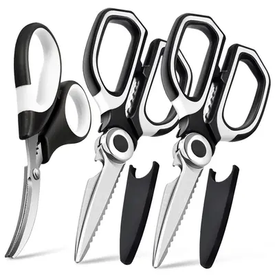 Kitchen Scissors 3-Piece Set, Seafood and Shrimp Deveining Scissors