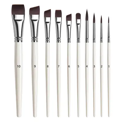 Painting brush set with wooden handles, oil and face painting - 2