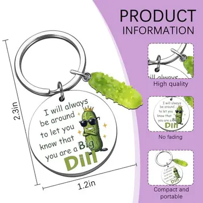 Stainless Steel Cucumber Keychain, Titanium Steel Engraved Full-Colour Print