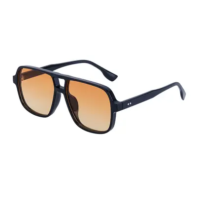Retro Double-Bridge Men's Sunglasses, Large-Frame Driving Style, UV Protection - 5