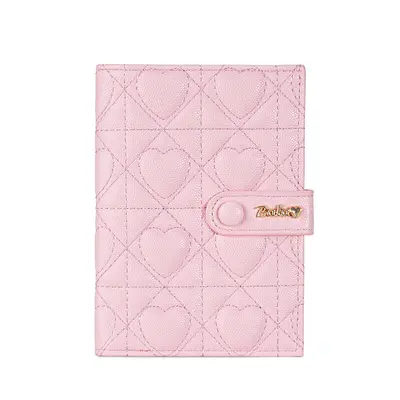 Heart Quilted Passport Holder with Chain Card Case for Women