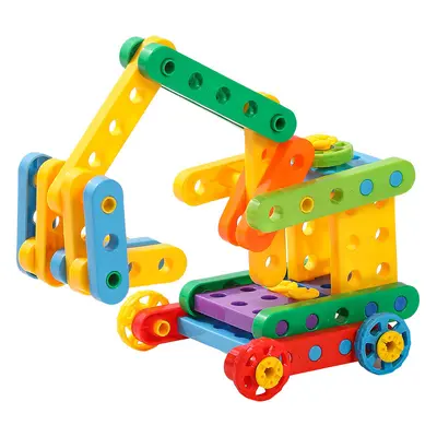 Children's Plastic Building Blocks, Round Tubes and Blocks, Screw and Nut, Educational - 5