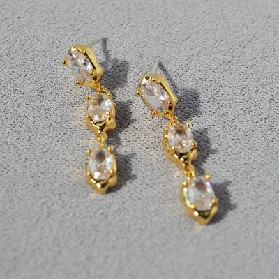 Long Rhinestone Teardrop Earrings for Women, Minimalist Design