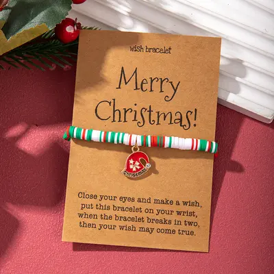 Noel temalı bilezik, kar tanesi ve Noel Baba alaşım kolye - 8