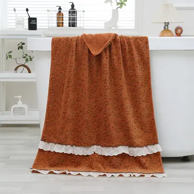 Banyo Havlusu Seti Yeni Model Yumuşak Su Emici Dökülen Kıl Yok Çift Kadın Pastoral Tarzı Fransız Küçük Çiçek Desenli Havlu Banyo Havlusu - 7