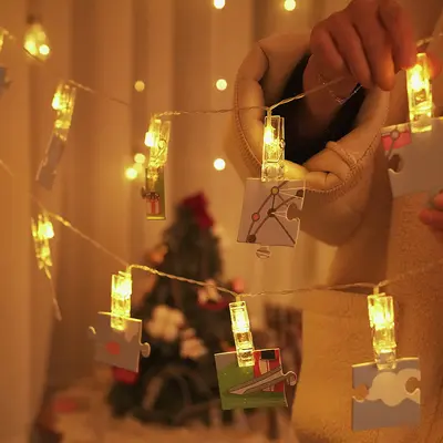Üretici toptan fotoğraf klipsli pil ışıklı led yaratıcı küçük fener iç mekan kartpostal dekoratif ışık Noel ışığı