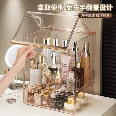 Acrylic cosmetic storage box desktop dustproof - 3