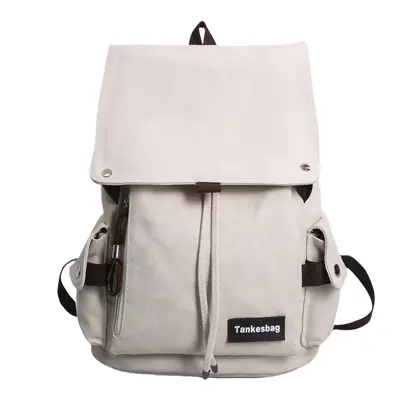 Large capacity men's canvas backpack with laptop compartment, for travel and school - 9