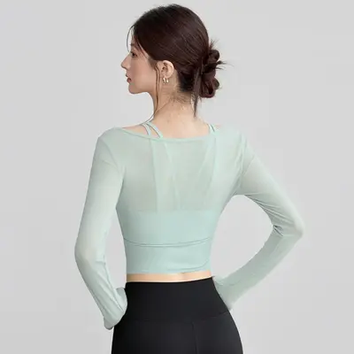 Kadın yoga seti mesh uzun kollu gögüs pedli - 8