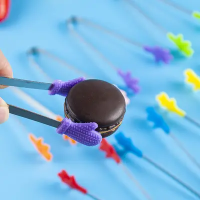 Yeni yaratıcı silikon gıda klipleri buz klipleri rahat paslanmaz çelik mini gıda klipleri aperatifler tatlı şeker küpü klipleri