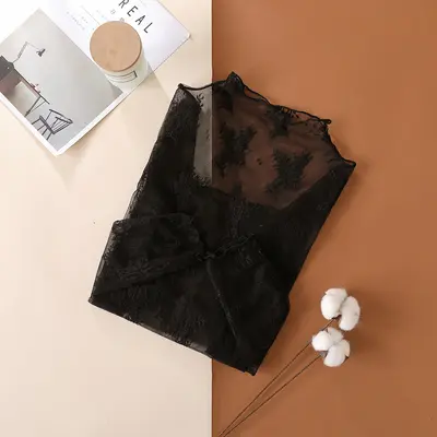 Women's Lace Base Layer Long-Sleeve Slim-Fit Mesh Top - 7