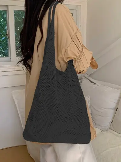 Large Capacity Woven Underarm Tote Bag, Summer Beach Bag - 5