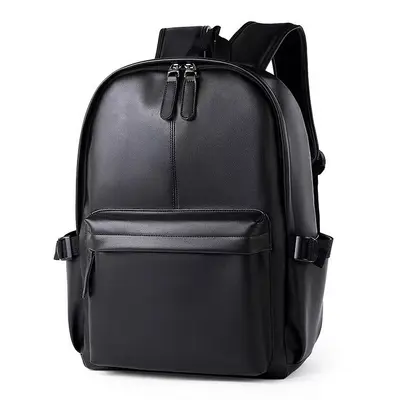 Solid Color Minimalist PU Backpack with Large Laptop Compartment - 6