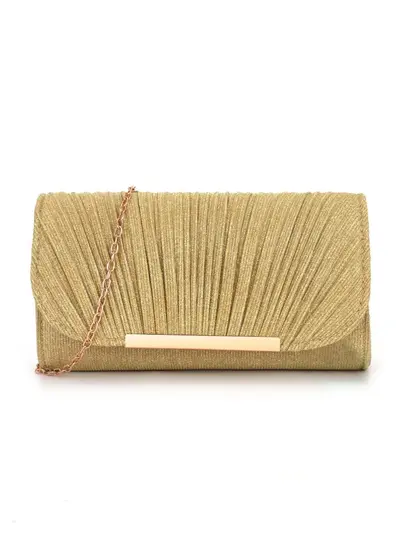 Pleated Round-Bottom Women's Evening Clutch with Glitter Finish - 8