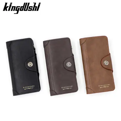 Men's Long Wallet with Zipper Coin Compartment and Multiple Card Slots - 2