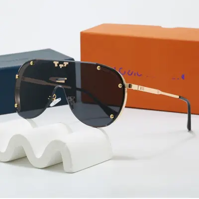 Rivet Toad-Shaped Large Frame Metal Sunglasses - 6