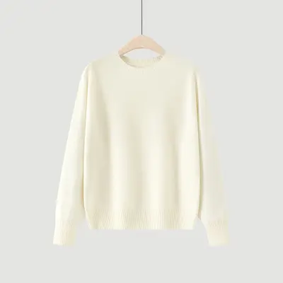 %100 Merino Yünü Dikişsiz Örme Kazak, Düz Renk, Bol Kesim - 9