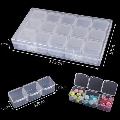 Transparent Portable Rectangular Plastic Storage Box Set for DIY Jewelry and Nail Art - 9