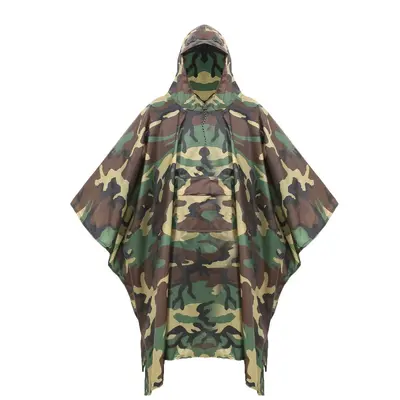 3-in-1 Multifunctional Waterproof Cape Poncho Raincoat with Ground Mat - 12