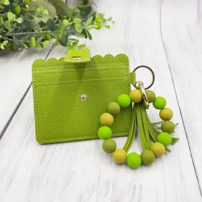 Silikonperlen-Armband mit Kartenhalter, Damenbrieftasche aus PU - 9