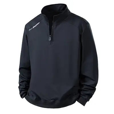 Men's Stand Collar Half-Zip Sweatshirt, Solid Color, Loose Fit, Spring Autumn - 9