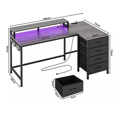 Retro Drawer Writing Desk, Modern Single-Drawer Computer Desk