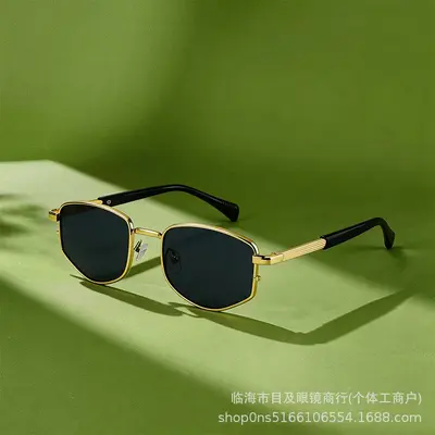 Metall-Damensonnenbrille in Polygonform mit UV-Schutz - 3