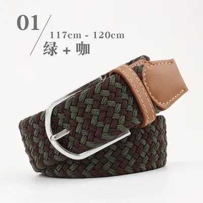 Extended version elastic woven elastic belt men and women leather canvas belt needle buckle belt wholesale in stock - 7