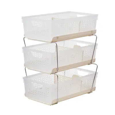 Pull-Out Stackable Hollow Storage Basket, Desktop Organizer for Dorm Desk - 7