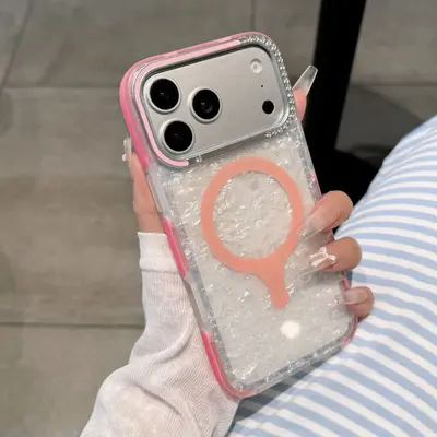 iPhone 17 phone case, glitter star design, premium, full coverage