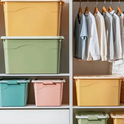 Plastic storage box, transparent extra-large Japanese style